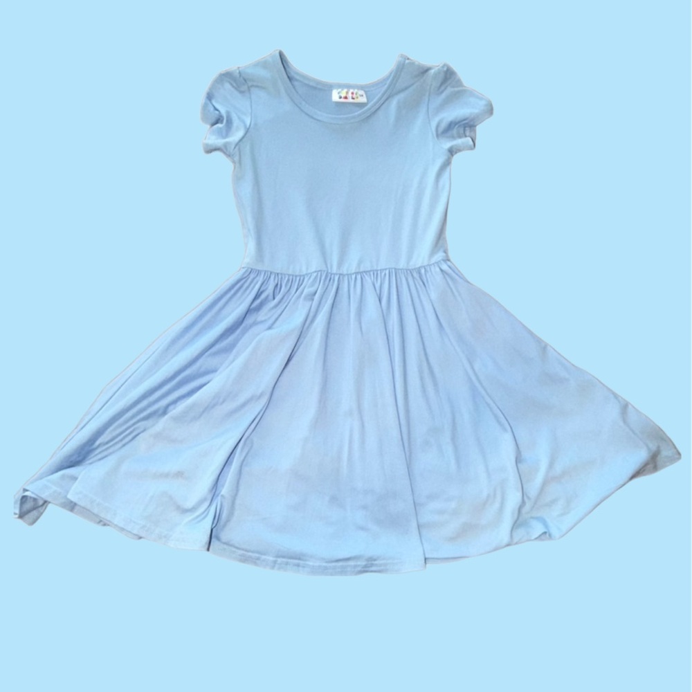 Dot Dot Smile DDS Cap-Sleeve Twirl Dress-Light Blue - Size 5/6